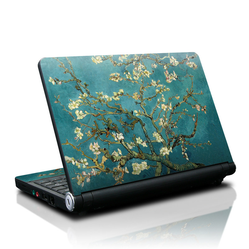 Lenovo IdeaPad S10 Skin design of Tree, Branch, Plant, Flower, Blossom, Spring, Woody plant, Perennial plant, with blue, black, gray, green colors