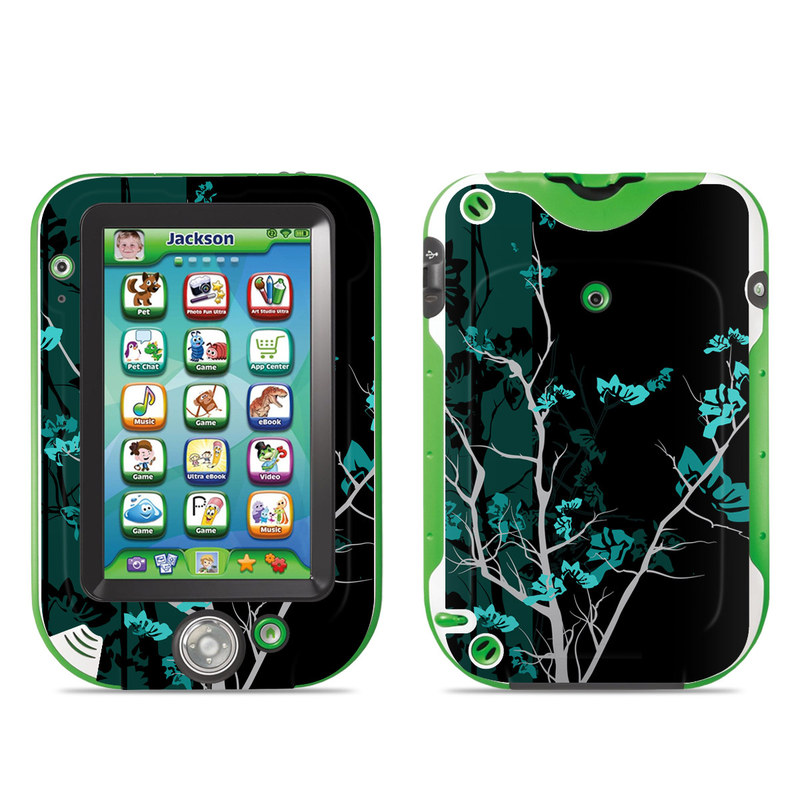 LeapFrog LeapPad Ultra Skin design of Branch, Black, Blue, Green, Turquoise, Teal, Tree, Plant, Graphic design, Twig with black, blue, gray colors