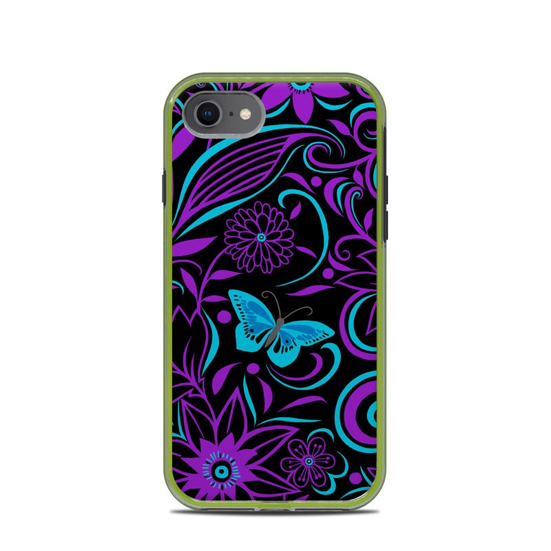 LifeProof iPhone 8 Slam Case Skin design of Pattern, Purple, Violet, Turquoise, Teal, Design, Floral design, Visual arts, Magenta, Motif, with black, purple, blue colors