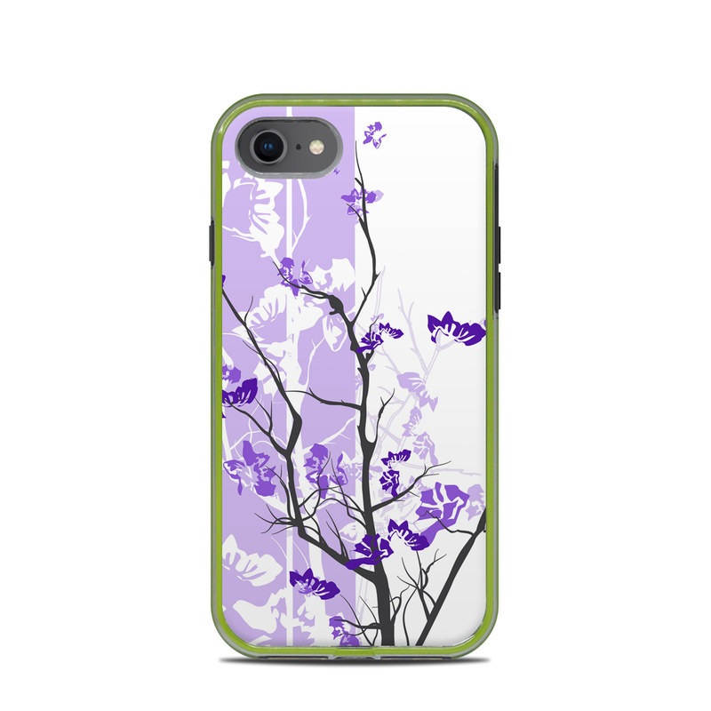 LifeProof iPhone 8 Slam Case Skin design of Branch, Purple, Violet, Lilac, Lavender, Plant, Twig, Flower, Tree, Wildflower, with white, purple, gray, pink, black colors