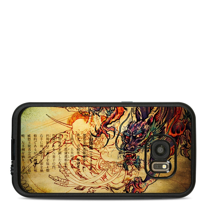 LifeProof Galaxy S7 fre Case Skin design of Illustration, Fictional character, Art, Demon, Drawing, Visual arts, Dragon, Supernatural creature, Mythical creature, Mythology, with black, green, red, gray, pink, orange colors