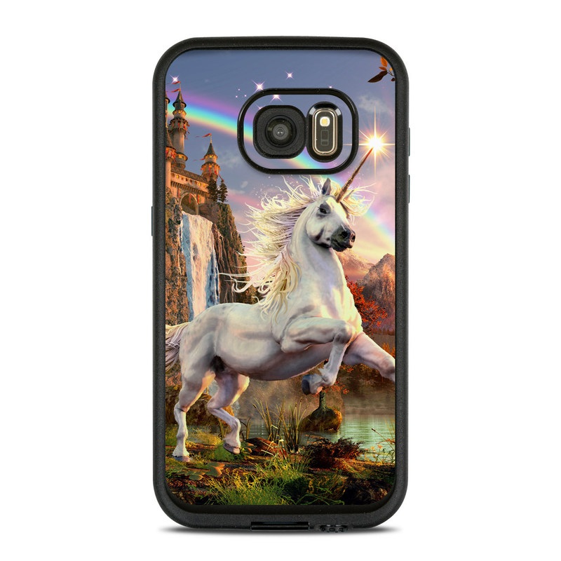 LifeProof Galaxy S7 fre Case Skin design of Nature, Unicorn, Fictional character, Sky, Mythical creature, Mythology, Cg artwork, Horse, Mane, Wildlife, with black, gray, red, green, blue colors