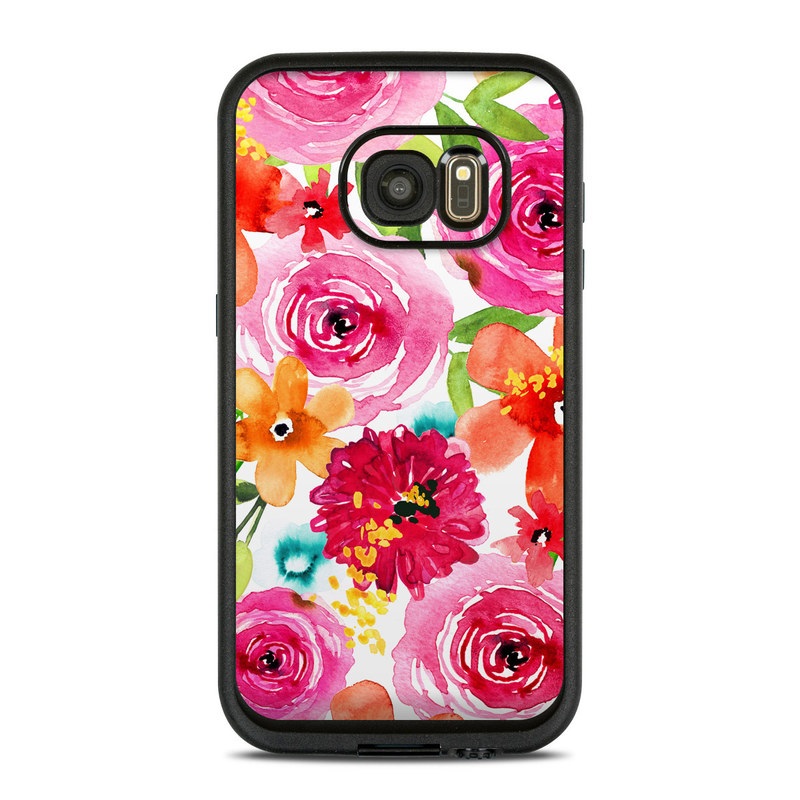 LifeProof Galaxy S7 fre Case Skin design of Flower, Cut flowers, Floral design, Plant, Pink, Bouquet, Petal, Flower Arranging, Artificial flower, Clip art, with pink, red, green, orange, yellow, blue, white colors