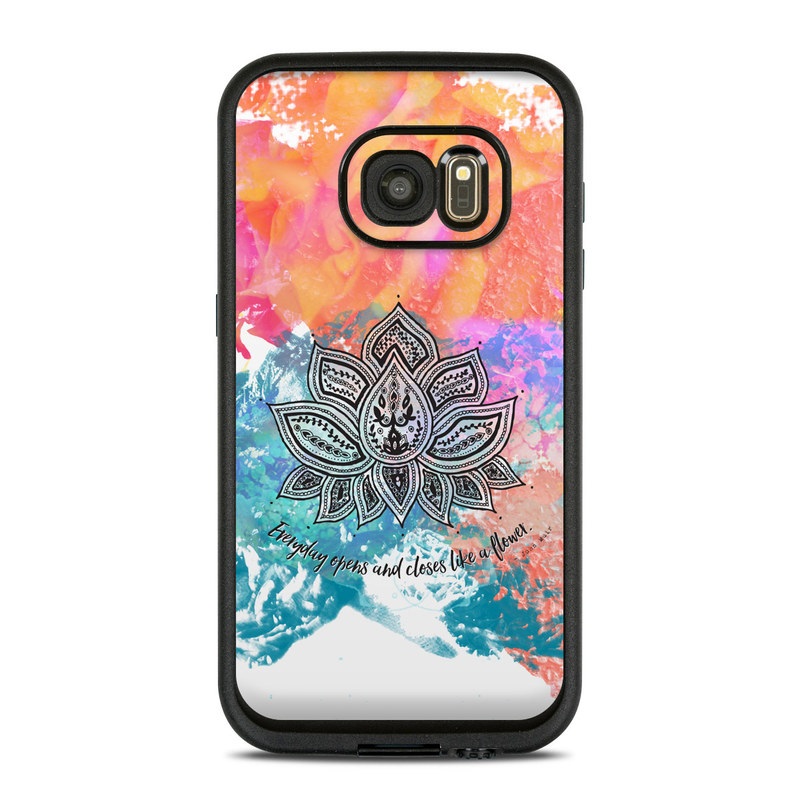 LifeProof Galaxy S7 fre Case Skin design of Pink, Leaf, Pattern, Design, Graphic design, Illustration, Symmetry, Visual arts, Art, Plant, with orange, yellow, red, blue, green, black colors