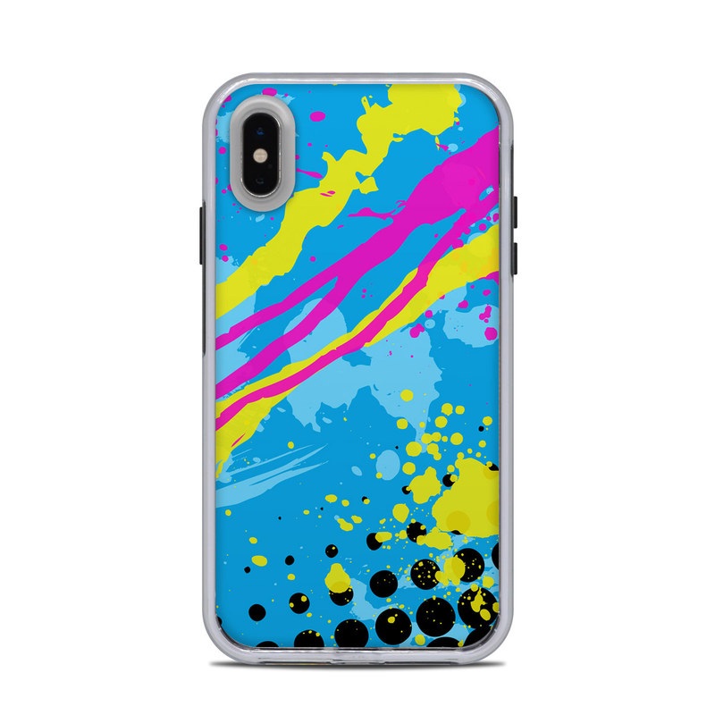 LifeProof iPhone XS Max Slam Case Skin design of Blue, Colorfulness, Graphic design, Pattern, Water, Line, Design, Graphics, Illustration, Visual arts, with blue, black, yellow, pink colors