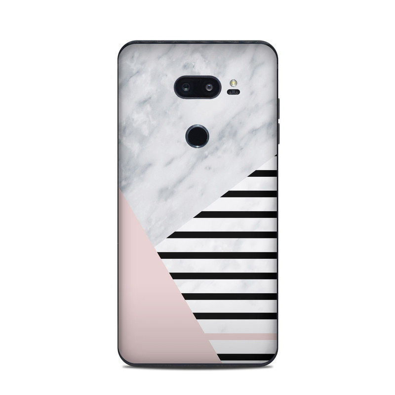 LG V35 ThinQ Skin design of White, Line, Architecture, Stairs, Parallel, with gray, black, white, pink colors