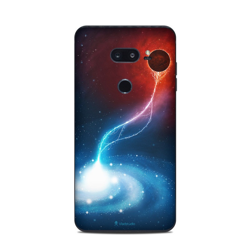 LG V35 ThinQ Skin design of Outer space, Atmosphere, Astronomical object, Universe, Space, Sky, Planet, Astronomy, Celestial event, Galaxy, with blue, red, black colors