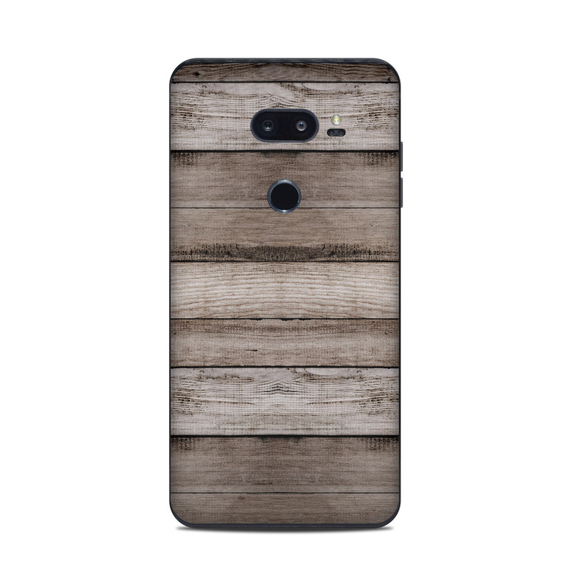 LG V35 ThinQ Skin design of Wood, Plank, Wood stain, Hardwood, Line, Pattern, Floor, Lumber, Wood flooring, Plywood, with brown, black colors