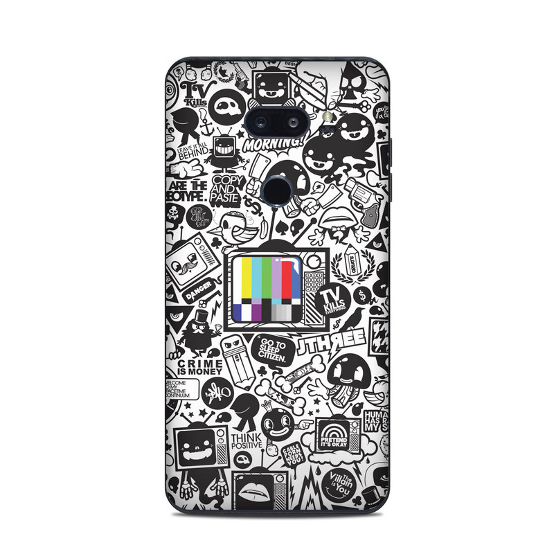 LG V35 ThinQ Skin design of Pattern, Drawing, Doodle, Design, Visual arts, Font, Black-and-white, Monochrome, Illustration, Art, with gray, black, white colors