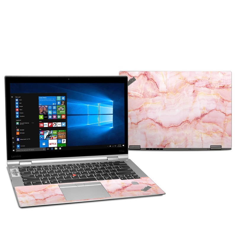 Lenovo ThinkPad X1 Yoga 2nd Gen Skin design of Pink, Peach, with white, pink, red, yellow, orange colors