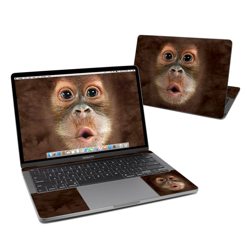Apple MacBook Skin design of Mammal, Vertebrate, Face, Snout, Primate, Head, Skin, Close-up, Nose, Mouth, with black, red, gray, green colors