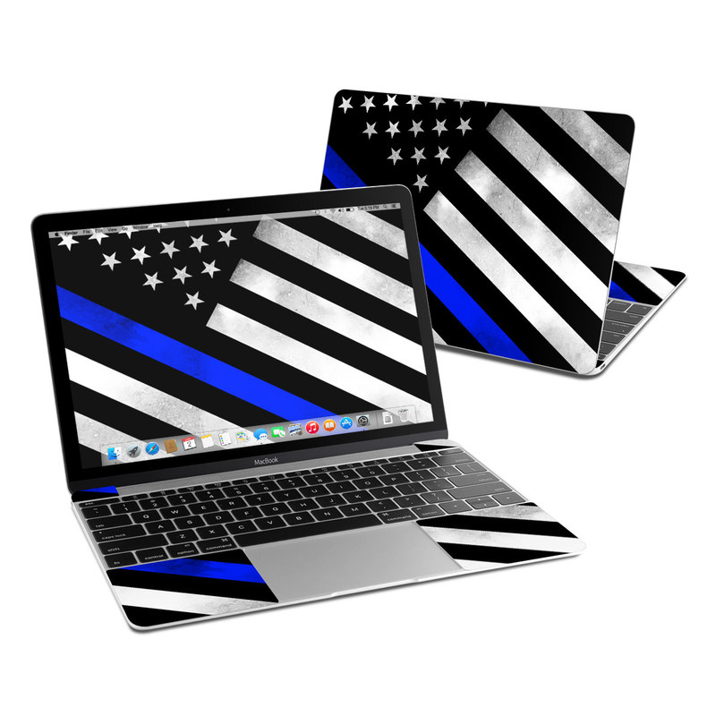 MacBook 12-inch Skin design of Flag of the united states, Flag, Cobalt blue, Pattern, Line, Black-and-white, Design, Monochrome, Electric blue, Parallel, with black, white, gray, blue colors