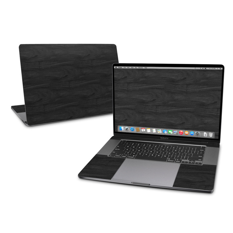 MacBook Pro 2019 16-inch Skin design of Black, Brown, Wood, Grey, Flooring, Floor, Laminate flooring, Wood flooring with black colors