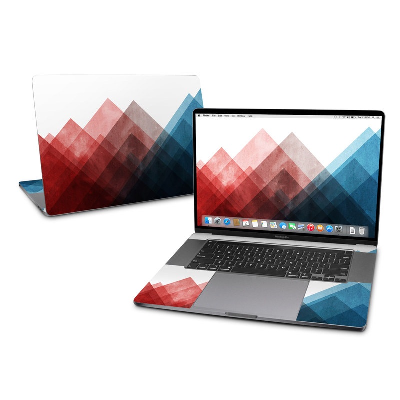 MacBook Pro 2019 16-inch Skin design of Blue, Red, Sky, Pink, Line, Architecture, Font, Graphic design, Colorfulness, Illustration with red, pink, blue colors