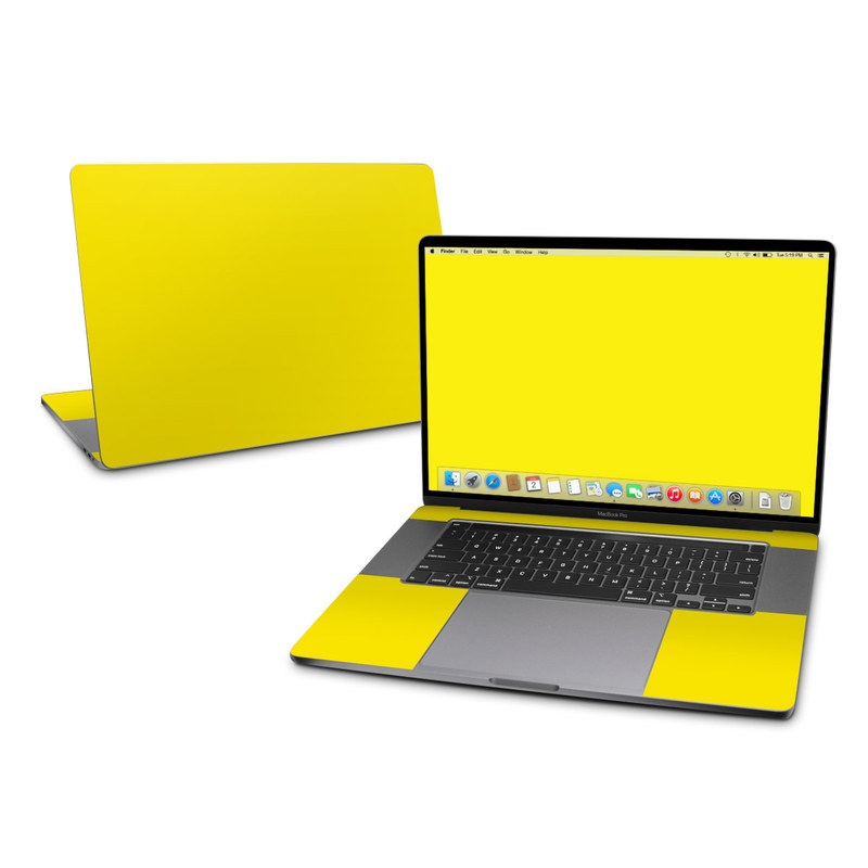 MacBook Pro 2019 16-inch Skin design of Green, Yellow, Orange, Text, Font with yellow colors
