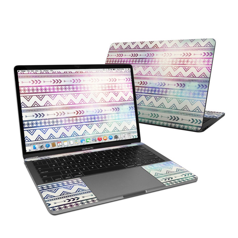 MacBook Pro Pre 2020 13-inch Skin design of Pattern, Line, Teal, Design, Textile with gray, pink, yellow, blue, black, purple colors