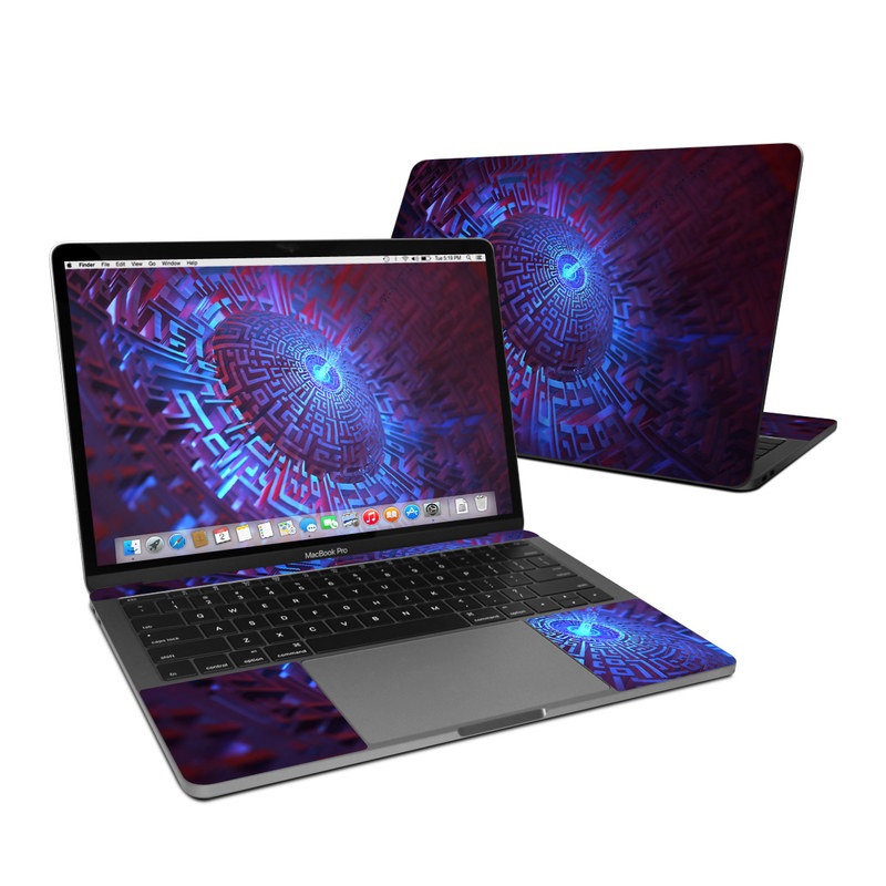 MacBook Pro Pre 2020 13-inch Skin design of Blue, Light, Fractal art, Electric blue, Purple, Water, Psychedelic art, Organism, Art, Spiral with black, blue colors