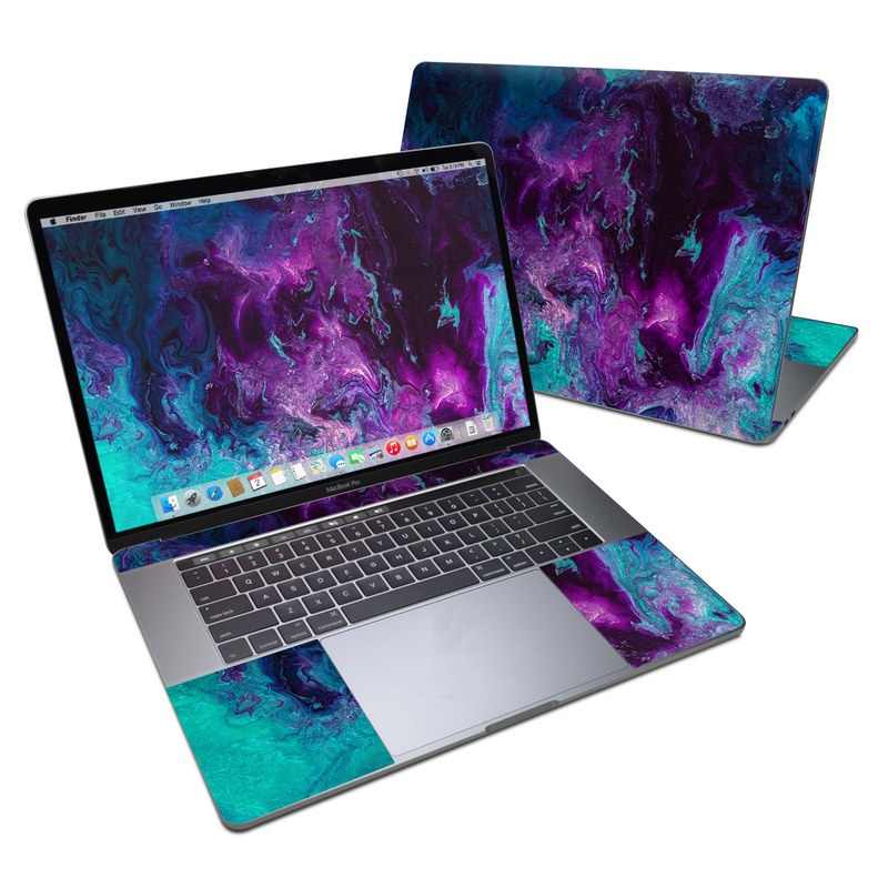 MacBook Pro 15-inch Skin design of Blue, Purple, Violet, Water, Turquoise, Aqua, Pink, Magenta, Teal, Electric blue with blue, purple, black colors