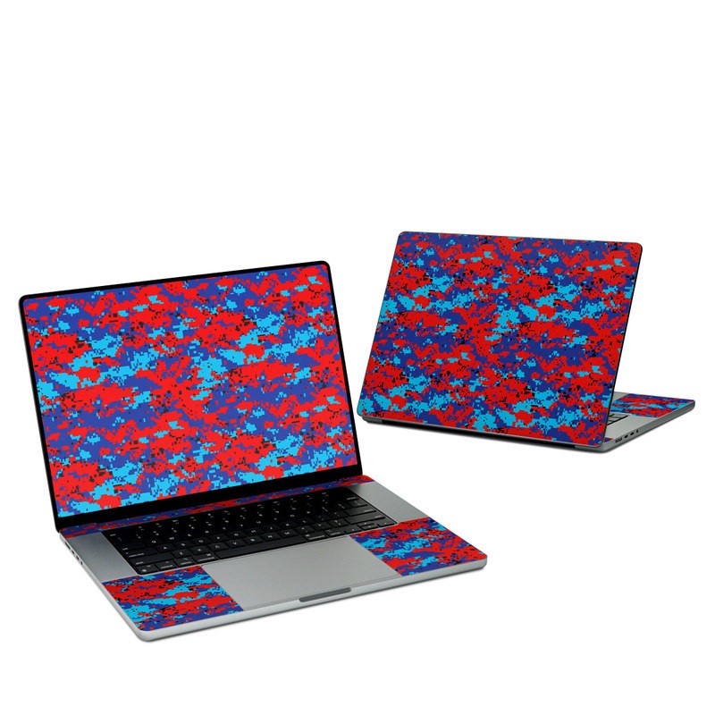 MacBook Pro 16-inch Skin design of Blue, Red, Pattern, Textile, Electric blue with blue, red colors