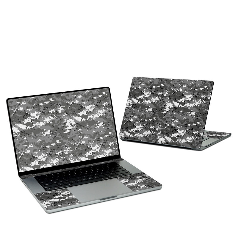 MacBook Pro 16-inch Skin design of Military camouflage, Pattern, Camouflage, Design, Uniform, Metal, Black-and-white with black, gray colors