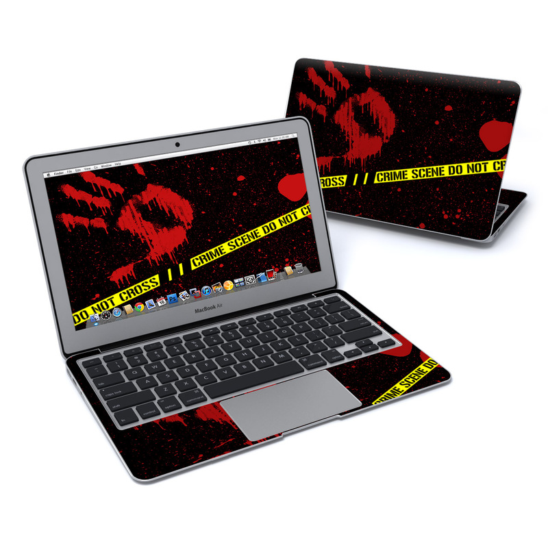 MacBook Air Pre 2018 11-inch Skin design of Red, Black, Font, Text, Logo, Graphics, Graphic design, Room, Carmine, Fictional character with black, red, green colors