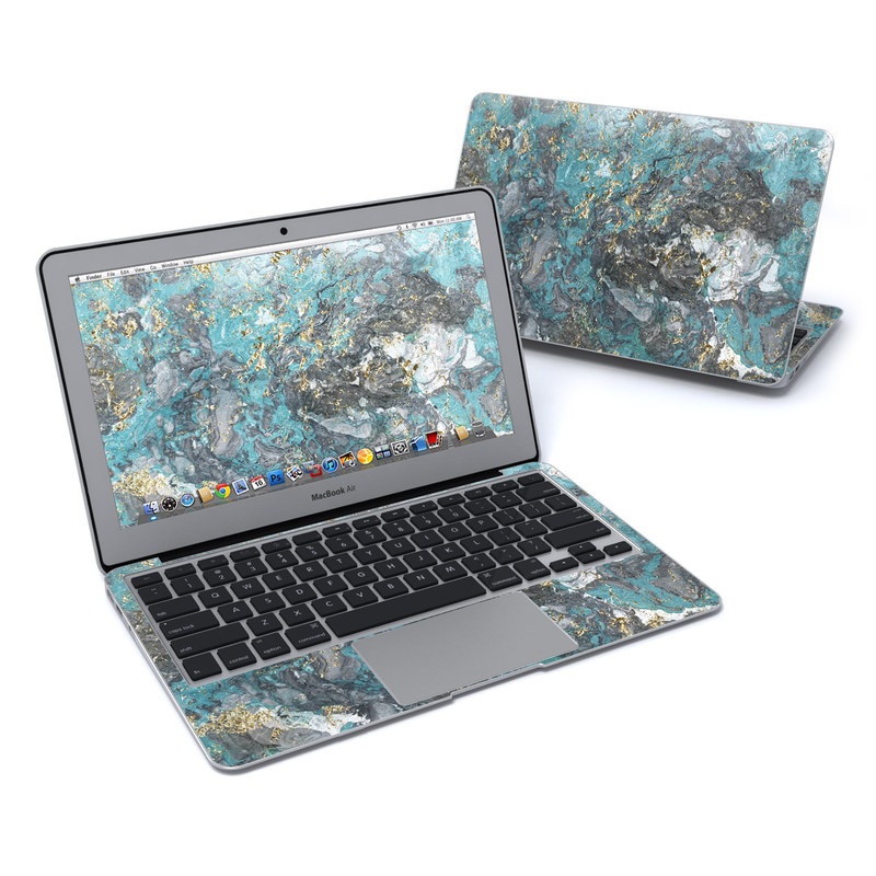 MacBook Air Pre 2018 11-inch Skin design of Blue, Turquoise, Green, Aqua, Teal, Geology, Rock, Painting, Pattern with black, white, gray, green, blue colors