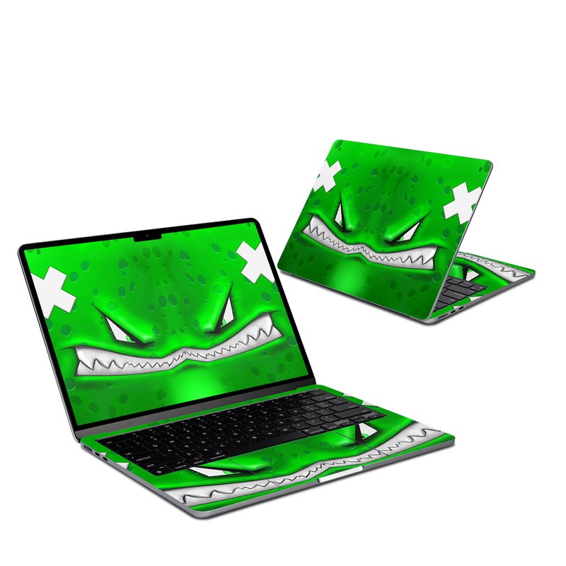 MacBook Air 13-inch Skin design of Green, Font, Animation, Logo, Graphics, Games, with green, white colors