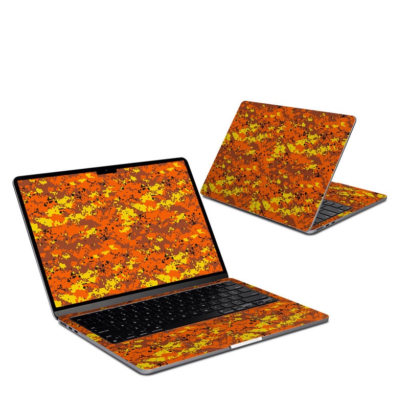 MacBook Air 13-inch Skin design of Orange, Yellow, Leaf, Tree, Pattern, Autumn, Plant, Deciduous, with red, green, black colors