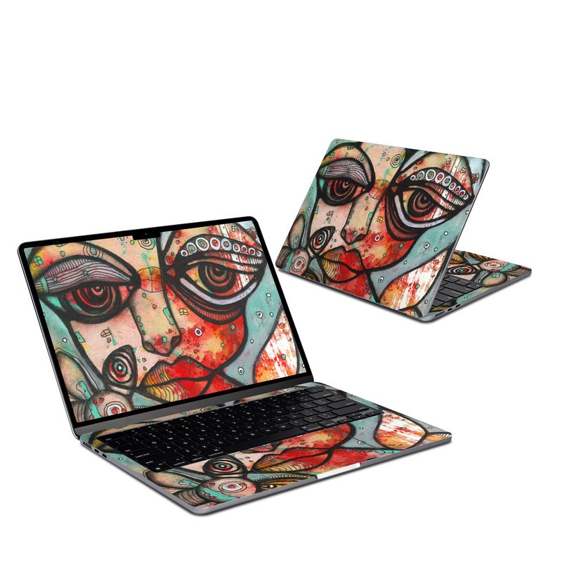 MacBook Air 13-inch Skin design of Modern art, Art, Painting, Illustration, Visual arts, Psychedelic art, Acrylic paint, Watercolor paint, Graffiti, Drawing, with gray, black, red, green, blue, white colors