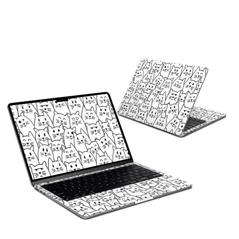 MacBook Air 13-inch Skin design of White, Line art, Text, Black, Pattern, Black-and-white, Line, Design, Font, Organism, with white, black colors