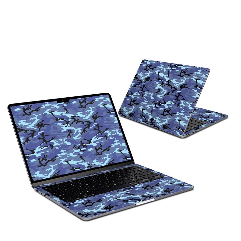 MacBook Air 13-inch Skin design of Military camouflage, Pattern, Blue, Aqua, Teal, Design, Camouflage, Textile, Uniform with blue, black, gray, purple colors
