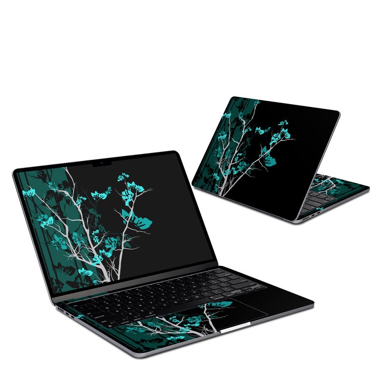 MacBook Air 13-inch Skin design of Branch, Black, Blue, Green, Turquoise, Teal, Tree, Plant, Graphic design, Twig, with black, blue, gray colors