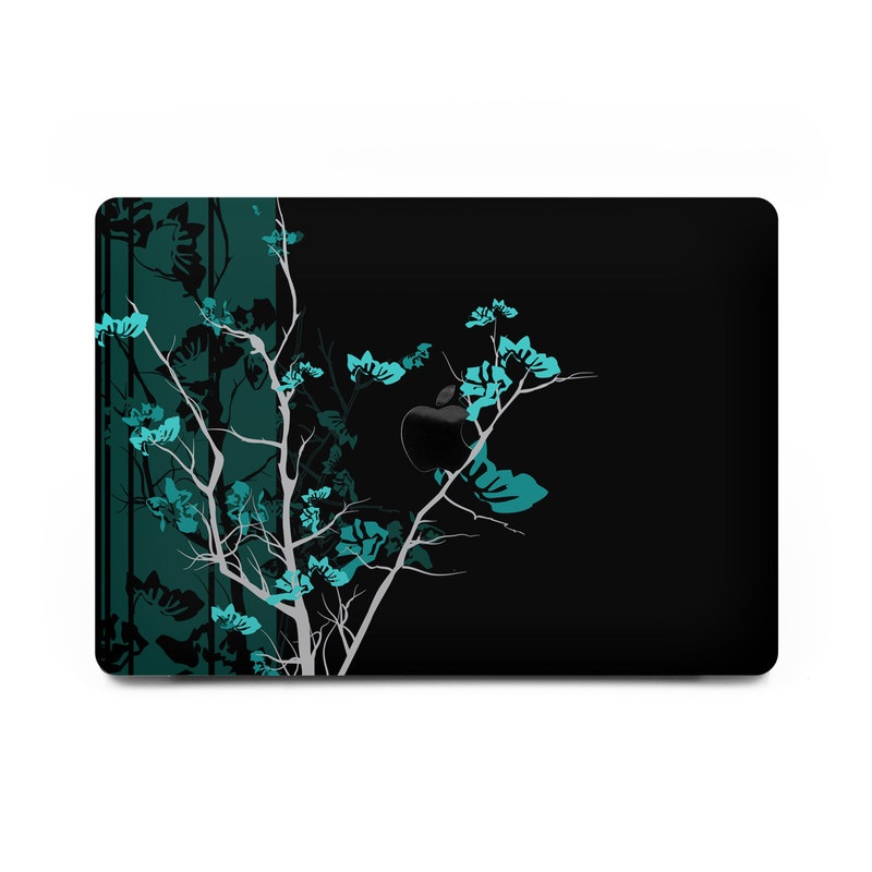 MacBook Pro 13-inch M2 Skin design of Branch, Black, Blue, Green, Turquoise, Teal, Tree, Plant, Graphic design, Twig, with black, blue, gray colors