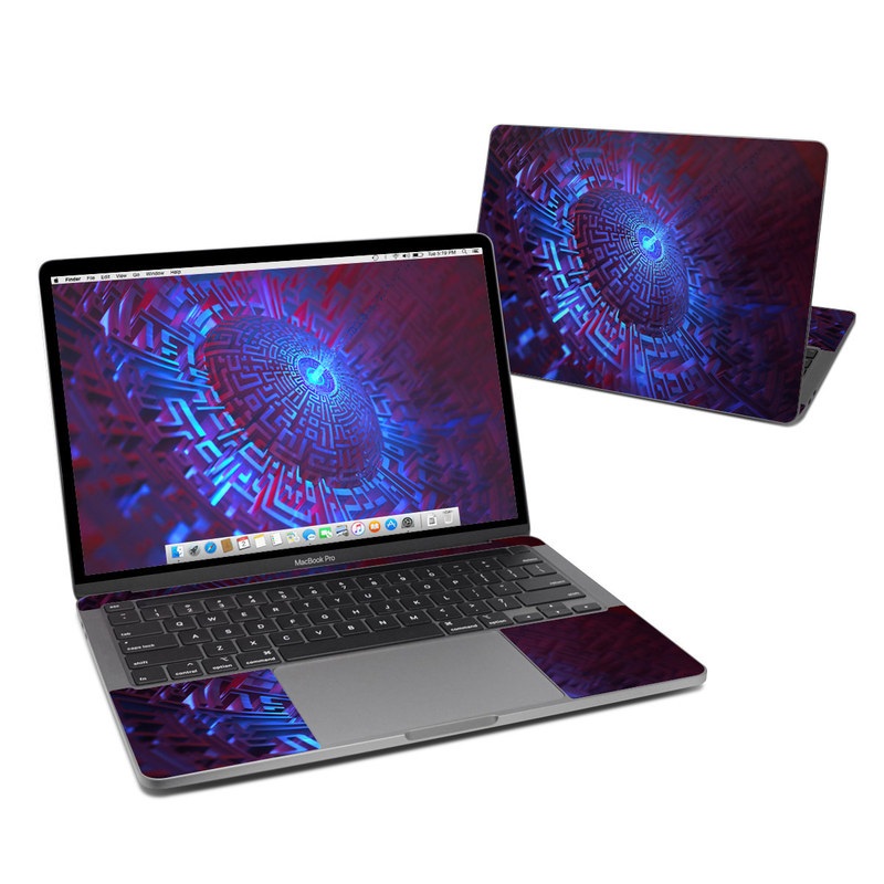 MacBook Pro 13-inch Skin design of Blue, Light, Fractal art, Electric blue, Purple, Water, Psychedelic art, Organism, Art, Spiral with black, blue colors