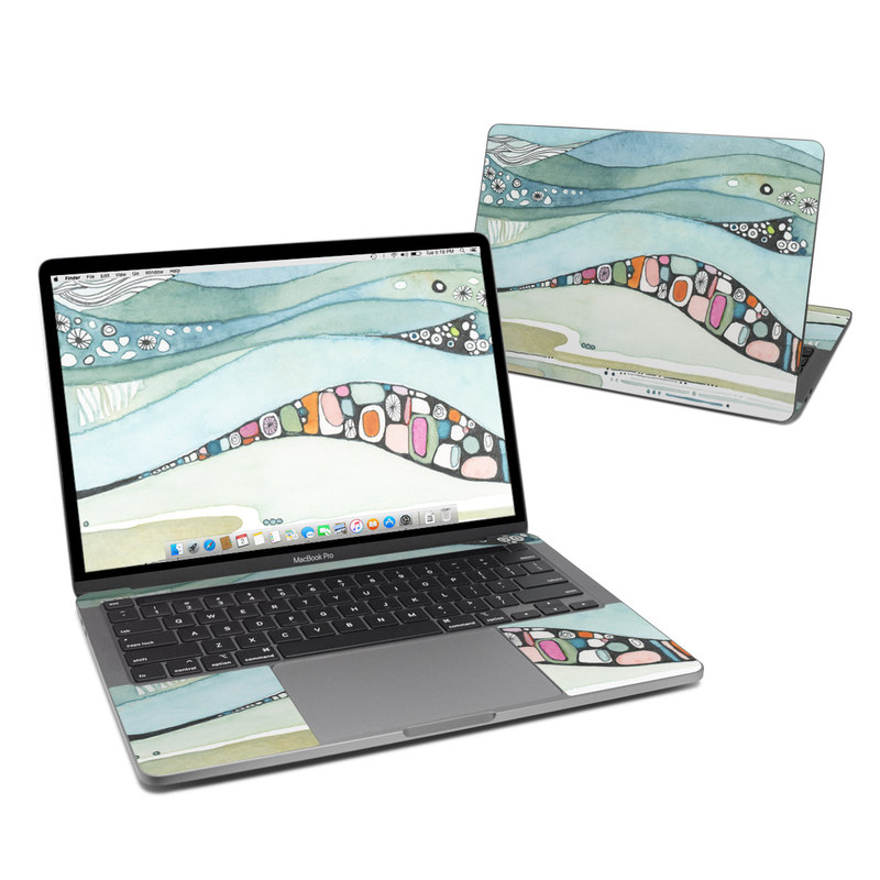 MacBook Pro 13-inch Skin design of Line, Illustration, Art with blue, green, orange, pink, black, white, yellow colors