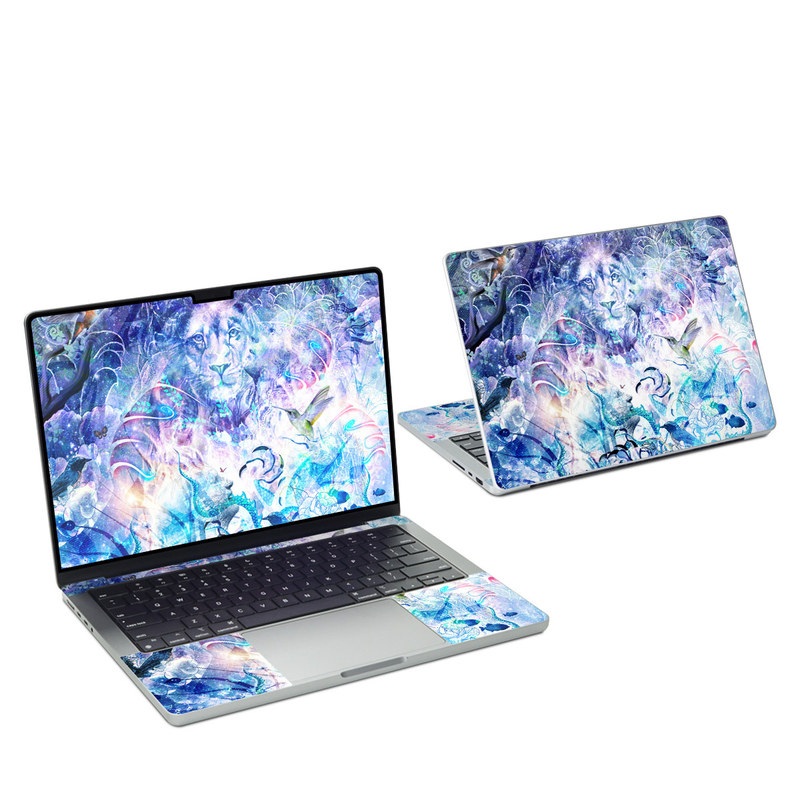 MacBook Pro 14-inch Skin design of Psychedelic art, Water, Fractal art, Art, Pattern, Graphic design, Design, Illustration, Electric blue, Visual arts with blue, purple, green, red, gray, white colors