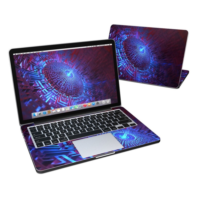 MacBook Pro Pre 2016 Retina 13-inch Skin design of Blue, Light, Fractal art, Electric blue, Purple, Water, Psychedelic art, Organism, Art, Spiral, with black, blue colors