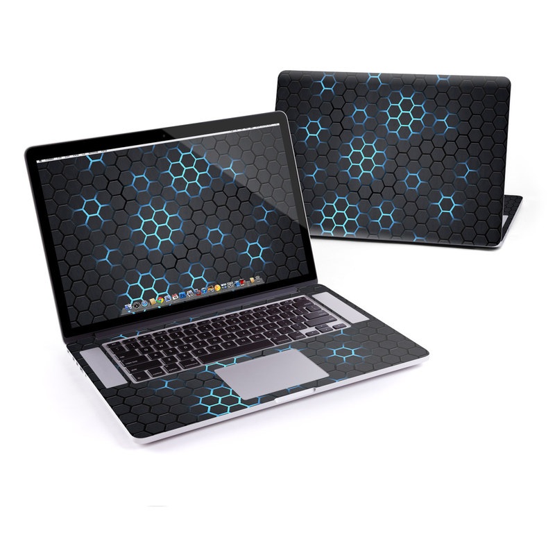 MacBook Pro Pre 2016 Retina 15-inch Skin design of Pattern, Water, Design, Circle, Metal, Mesh, Sphere, Symmetry with black, gray, blue colors