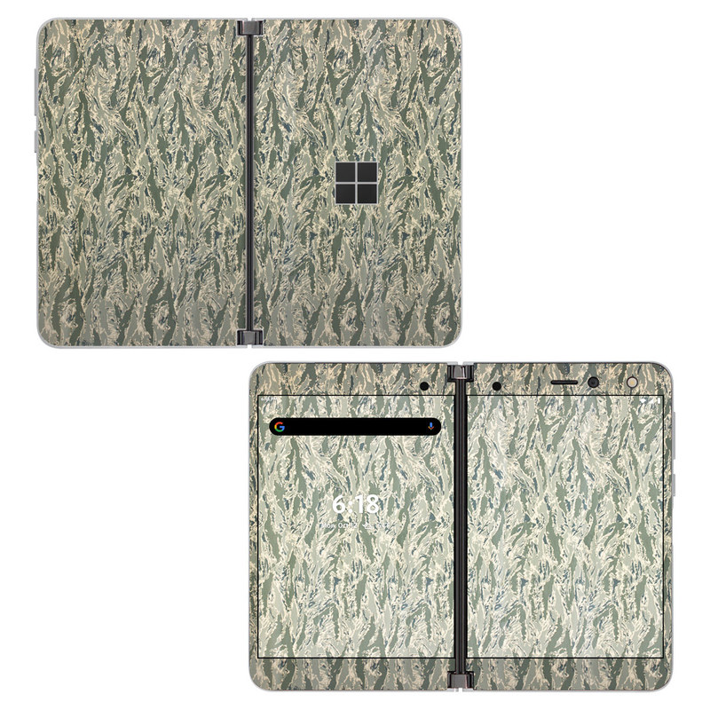 Microsoft Surface Duo Skin design of Pattern, Grass, Plant, with gray, green colors