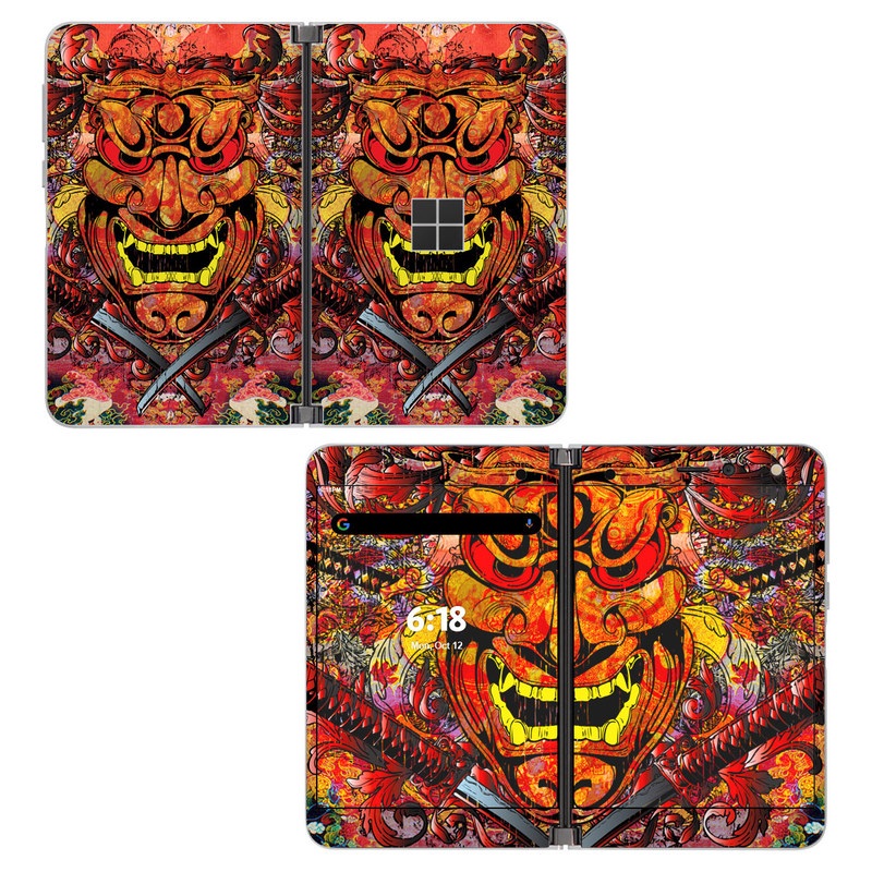 Microsoft Surface Duo Skin design of Art, Psychedelic art, Visual arts, Illustration, Fictional character, Demon, with red, orange, yellow colors