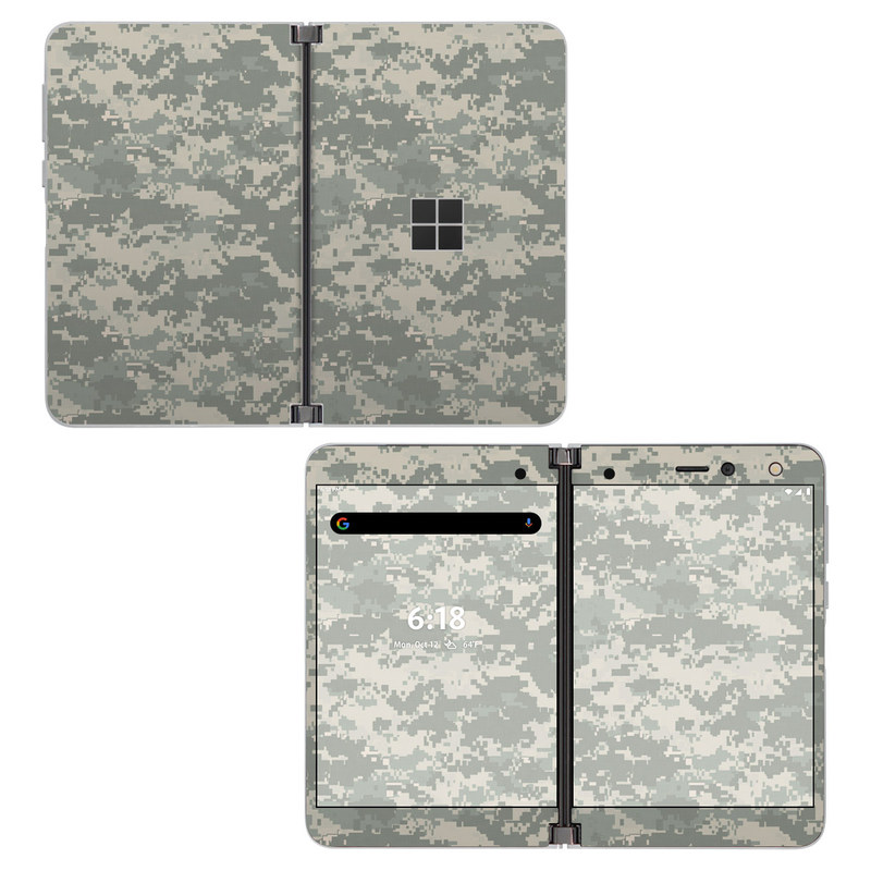 Microsoft Surface Duo Skin design of Military camouflage, Green, Pattern, Uniform, Camouflage, Design, Wallpaper, with gray, green colors