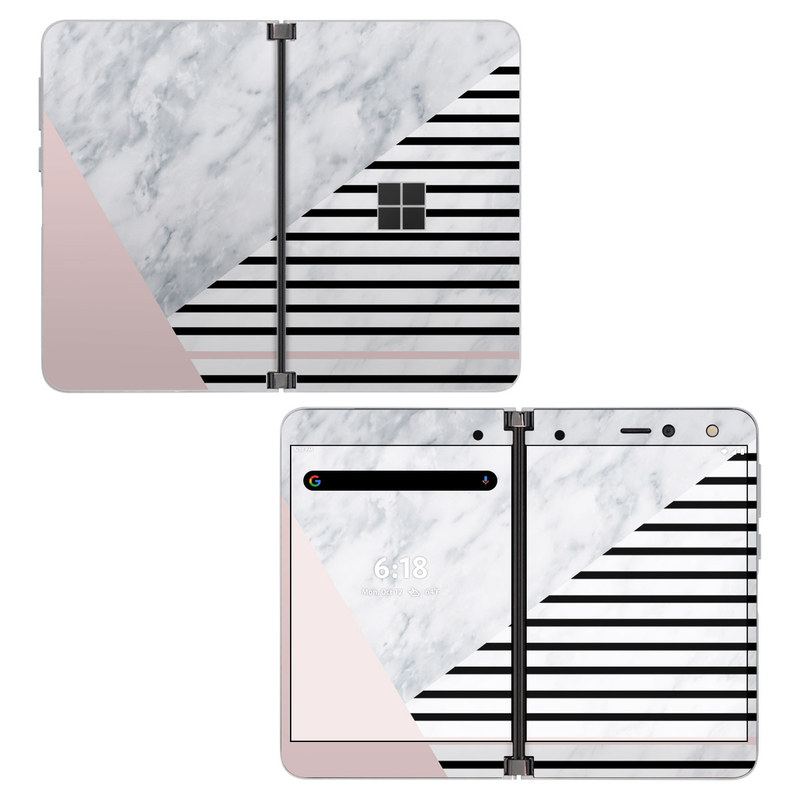 Microsoft Surface Duo Skin design of White, Line, Architecture, Stairs, Parallel, with gray, black, white, pink colors