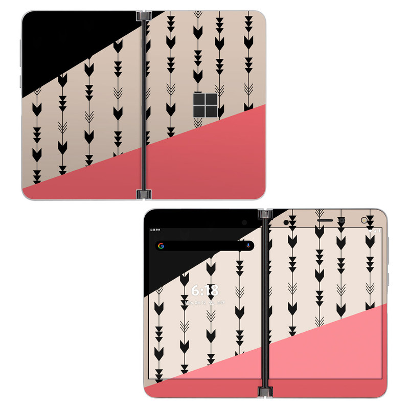 Microsoft Surface Duo Skin design of Line, Pattern, Design, Font, Illustration, with black, gray, pink colors