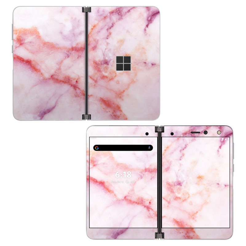Microsoft Surface Duo Skin design of Pink, Skin, Flesh, Textile, Fur, with pink, red, white, purple, orange colors