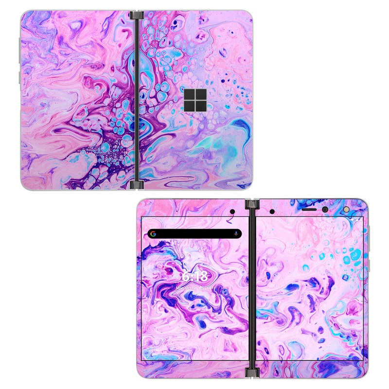 Microsoft Surface Duo Skin design of Purple, Violet, Lilac, Art, Pattern, Modern art, Painting, Visual arts, Acrylic paint, Magenta, with pink, purple, blue colors