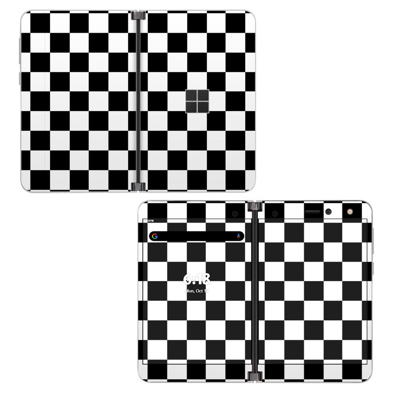 Microsoft Surface Duo Skin design of Black, Photograph, Games, Pattern, Indoor games and sports, Black-and-white, Line, Design, Recreation, Square, with black, white colors