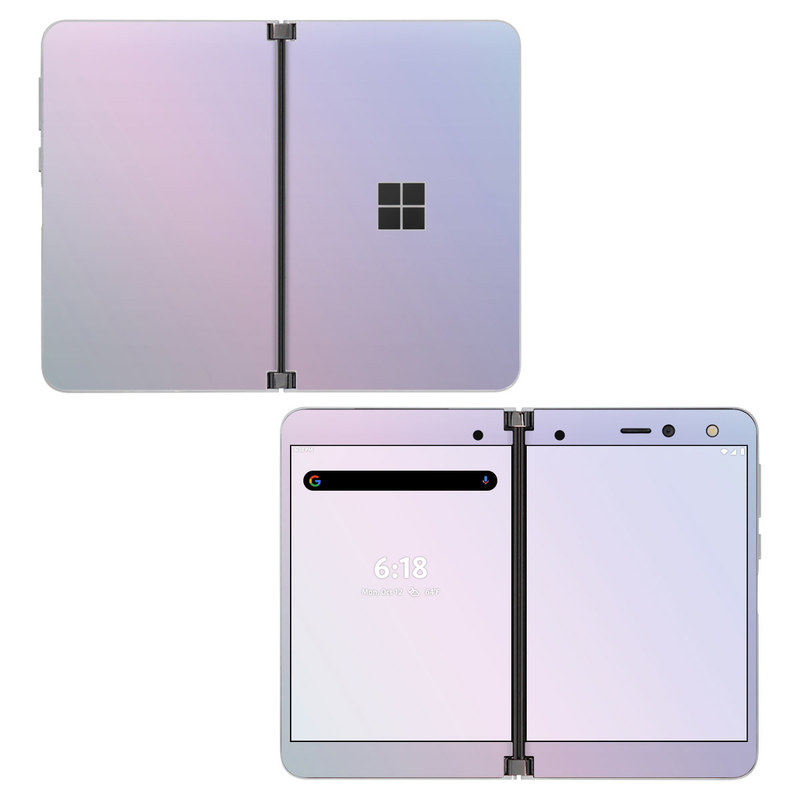 Microsoft Surface Duo Skin design of White, Blue, Daytime, Sky, Atmospheric phenomenon, Atmosphere, Calm, Line, Haze, Fog, with pink, purple, blue colors