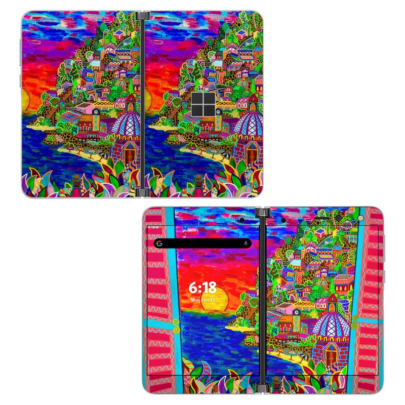 Microsoft Surface Duo Skin design of Art, Modern art, Visual arts, Painting, with red, blue, yellow, purple, white, green, orange colors