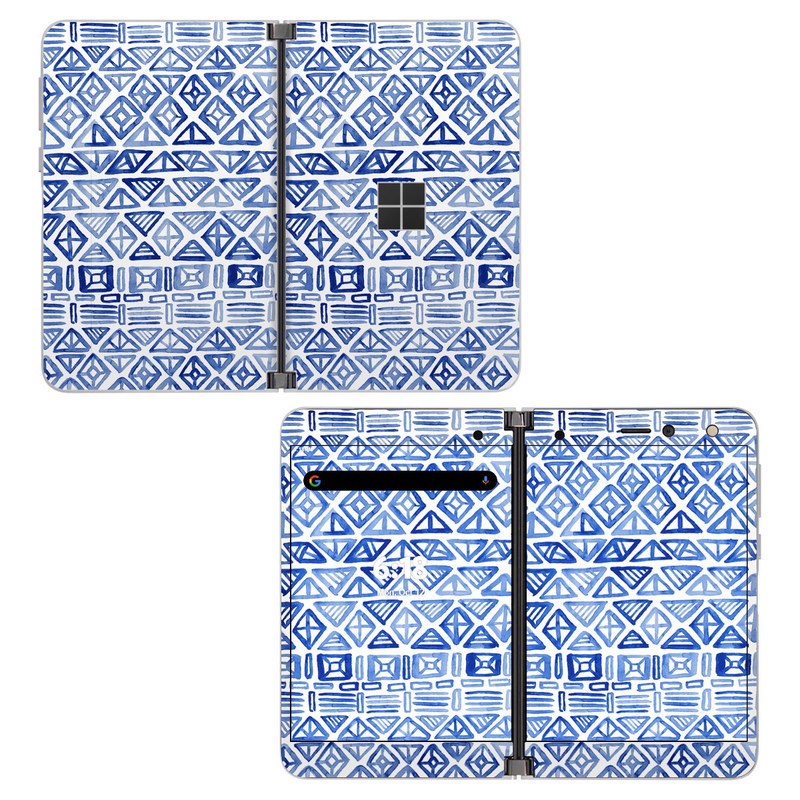 Microsoft Surface Duo Skin design of Pattern, Line, Design, Symmetry, Visual arts, Parallel, with white, blue colors
