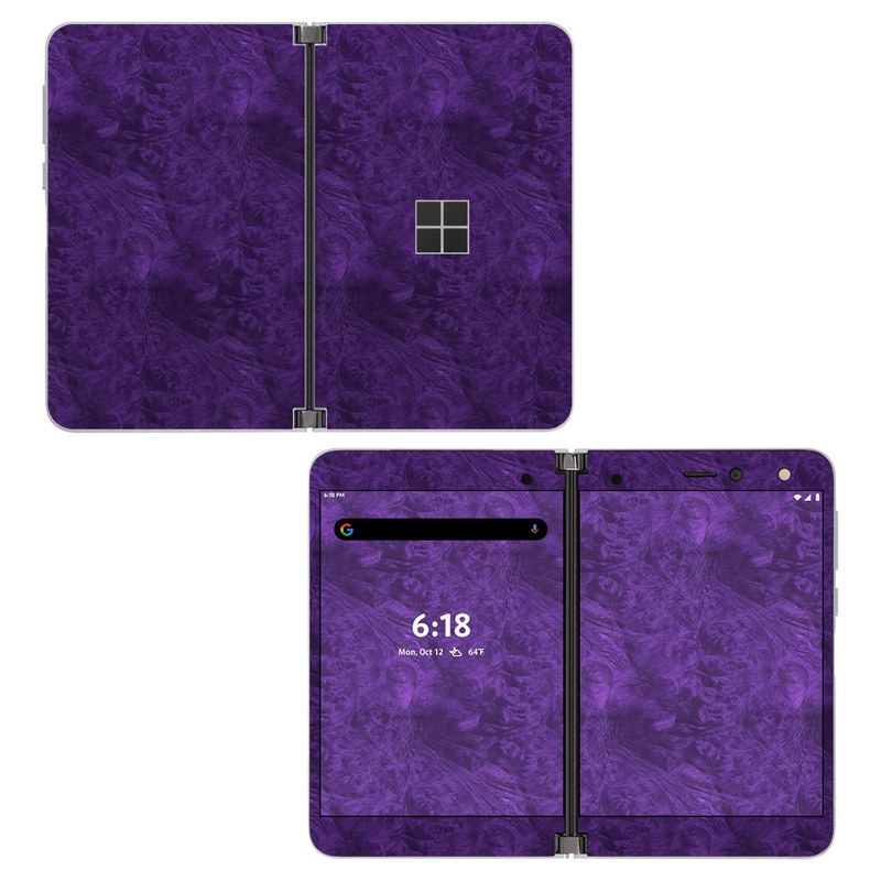 Microsoft Surface Duo Skin design of Violet, Purple, Lilac, Pattern, Magenta, Textile, Wallpaper, with black, blue colors